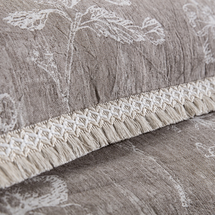 91家纺网 家纺一手货源 找家纺 鲁爱家纺供货 2025新款AB版棉麻工艺款四件套 烟花-咖