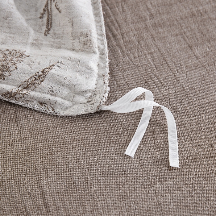 91家纺网 家纺一手货源 找家纺 鲁爱家纺供货 2025新款AB版棉麻工艺款四件套 烟花-咖