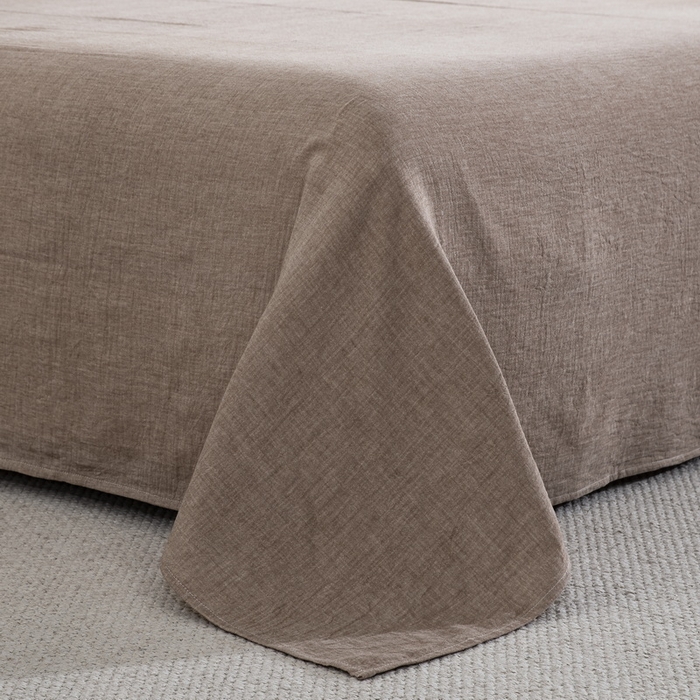 91家纺网 家纺一手货源 找家纺 鲁爱家纺供货 2025新款AB版棉麻工艺款四件套 龟背竹-咖