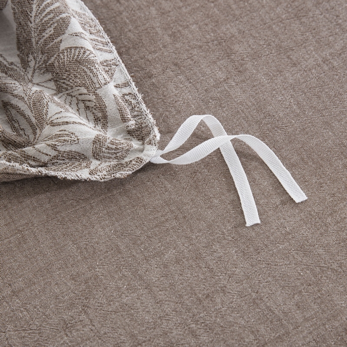 91家纺网 家纺一手货源 找家纺 鲁爱家纺供货 2025新款AB版棉麻工艺款四件套 龟背竹-咖