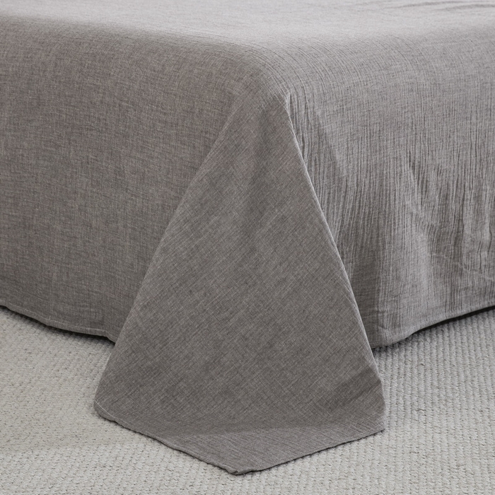 91家纺网 家纺一手货源 找家纺 鲁爱家纺供货 2025新款AB版棉麻工艺款四件套 时来运转-灰