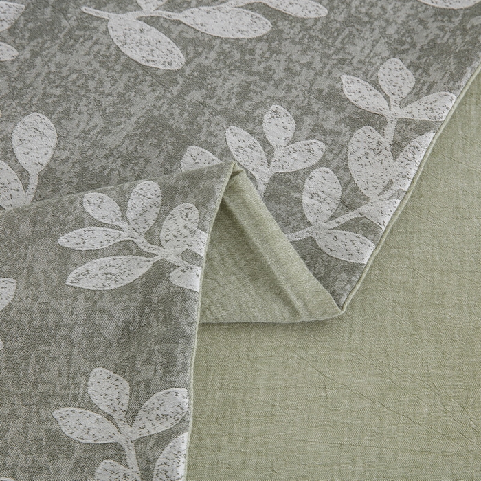 91家纺网 家纺一手货源 找家纺 鲁爱家纺供货 2025新款AB版棉麻工艺款四件套 玉树-灰绿