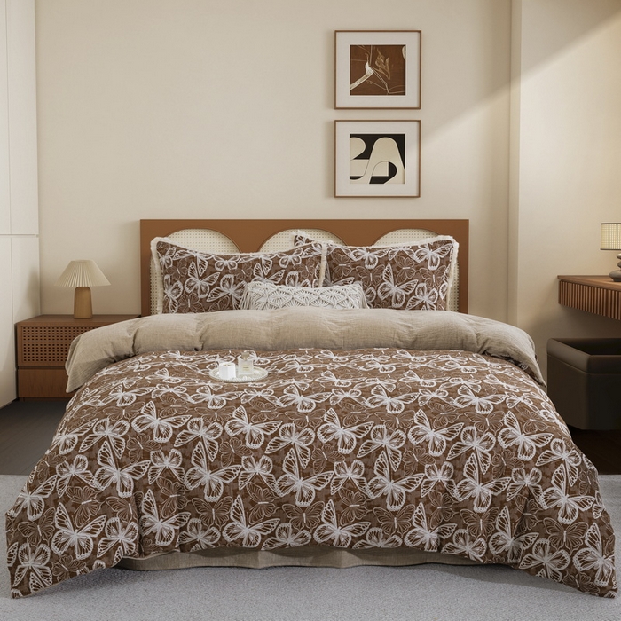 91家纺网 家纺一手货源 找家纺 （总）鲁爱家纺供货 2025新款简易款双层纱四件套（纯跑量）