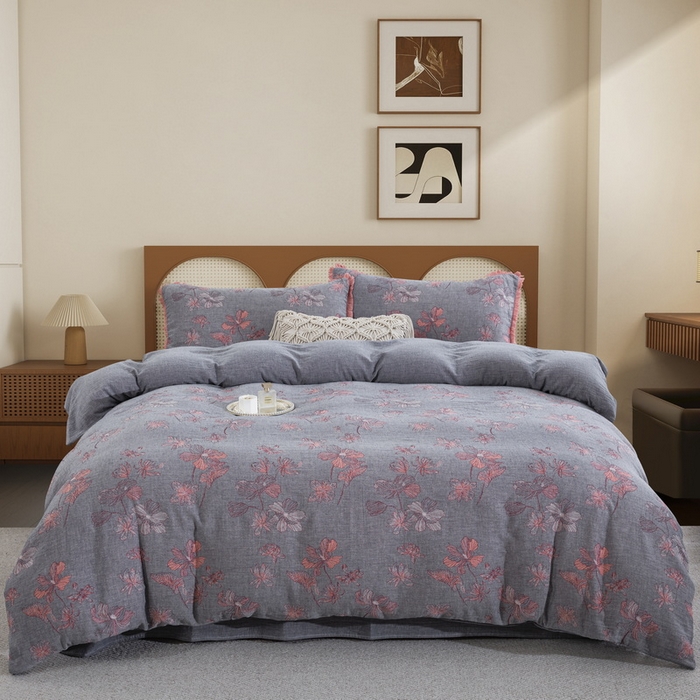 91家纺网 家纺一手货源 找家纺 （总）鲁爱家纺供货 2025新款简易款双层纱四件套（纯跑量）