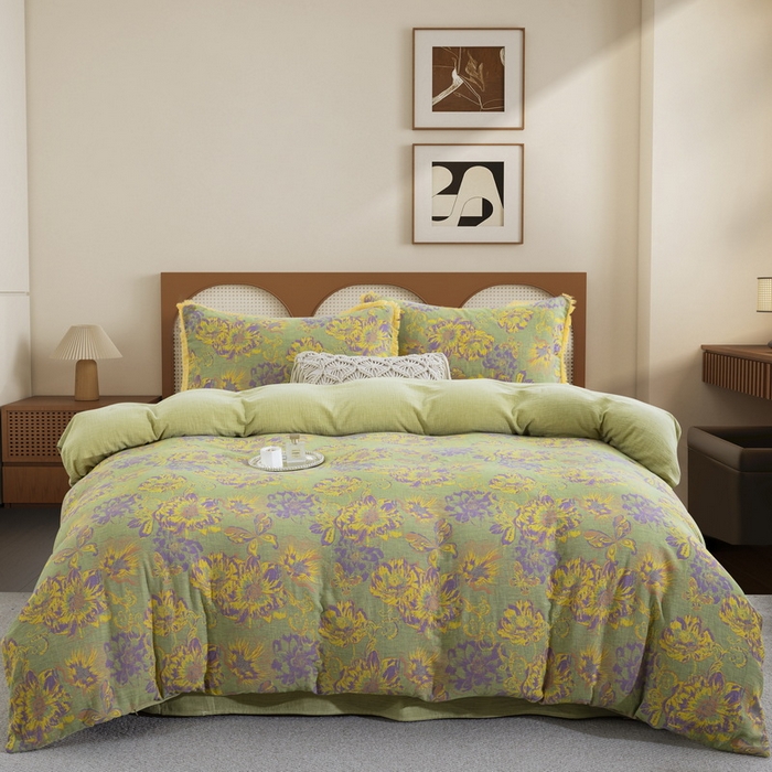 91家纺网 家纺一手货源 找家纺 （总）鲁爱家纺供货 2025新款简易款双层纱四件套（纯跑量）