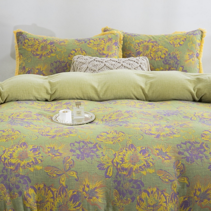 91家纺网 家纺一手货源 找家纺 （总）鲁爱家纺供货 2025新款简易款双层纱四件套（纯跑量）