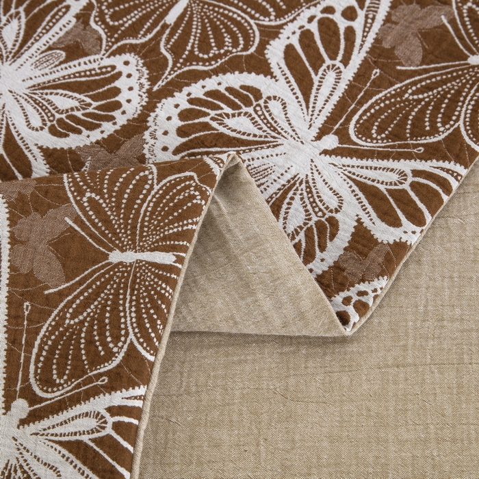 91家纺网 家纺一手货源 找家纺 鲁爱家纺供货 2025新款简易款双层纱四件套（纯跑量） 蝴蝶醉-咖