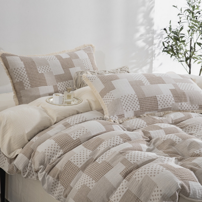 91家纺网 家纺一手货源 找家纺 鲁爱家纺供货2025新款简易款棉麻四件套（纯跑量） 宏图-米咖