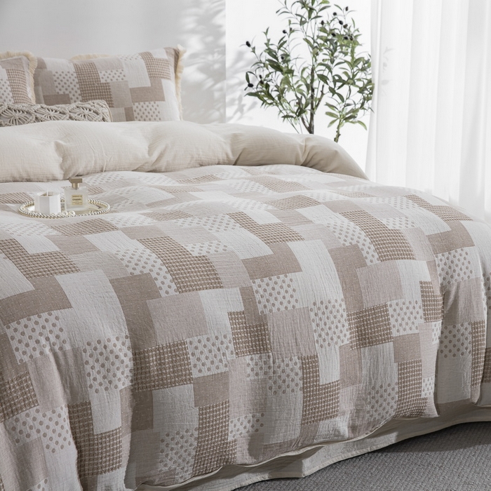 91家纺网 家纺一手货源 找家纺 鲁爱家纺供货2025新款简易款棉麻四件套（纯跑量） 宏图-米咖