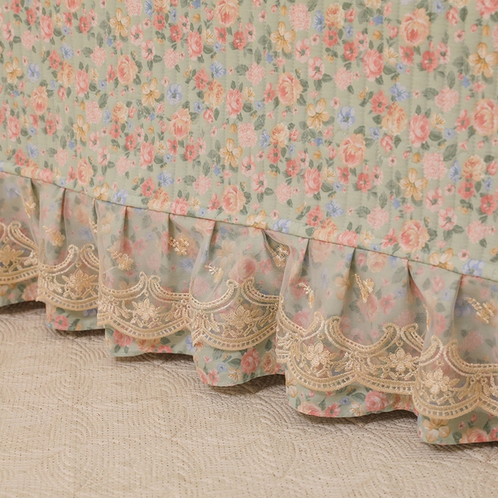 91家纺网 家纺一手货源 找家纺 美达家纺 2025新款全棉防滑榻榻米床护垫 柏林梦境-绿