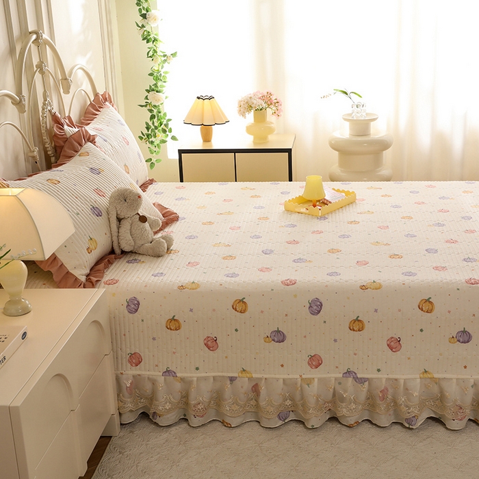 91家纺网 家纺一手货源 找家纺 美达家纺 2025新款全棉防滑榻榻米床护垫 贝贝南瓜