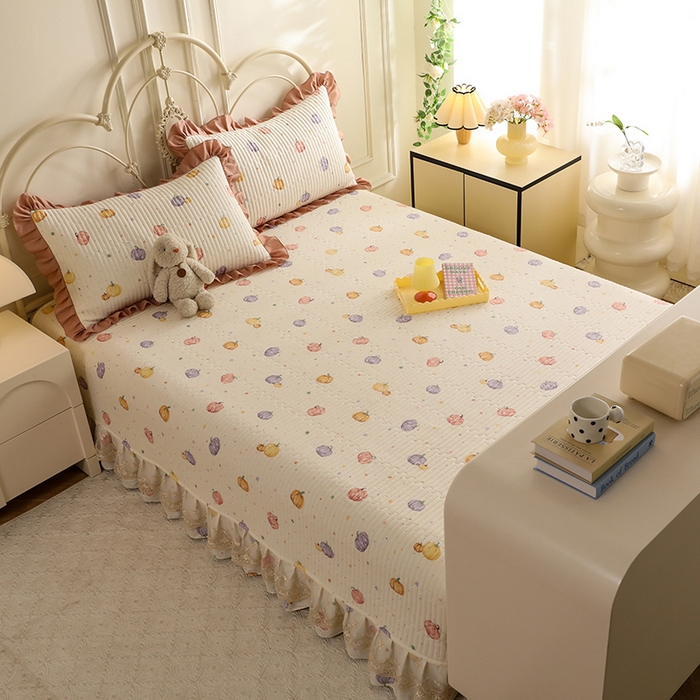 91家纺网 家纺一手货源 找家纺 美达家纺 2025新款全棉防滑榻榻米床护垫 贝贝南瓜