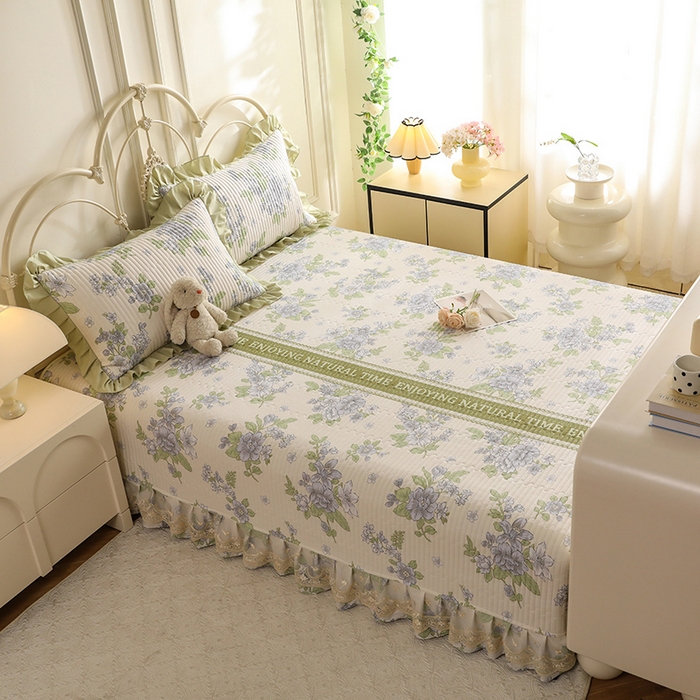 91家纺网 家纺一手货源 找家纺 美达家纺 2025新款全棉防滑榻榻米床护垫 风之恋