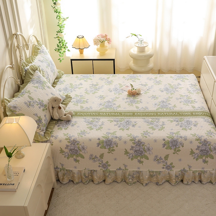 91家纺网 家纺一手货源 找家纺 美达家纺 2025新款全棉防滑榻榻米床护垫 风之恋