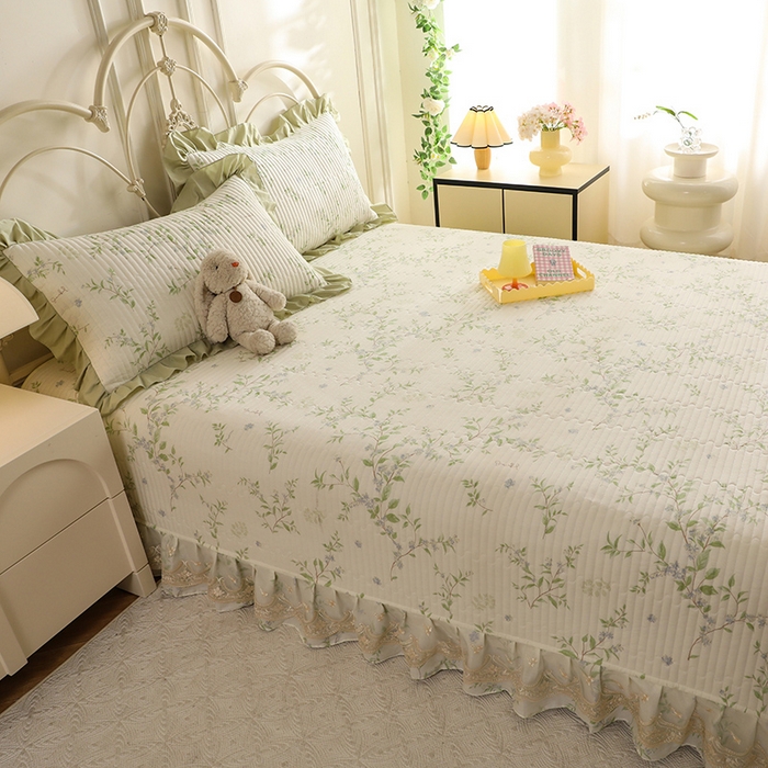 91家纺网 家纺一手货源 找家纺 美达家纺 2025新款全棉防滑榻榻米床护垫 花枝摇曳