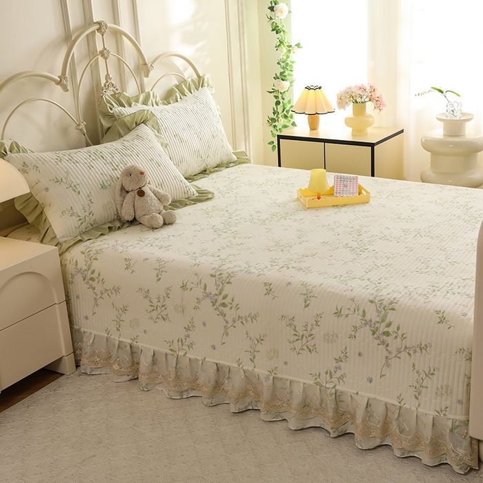 91家纺网 家纺一手货源 找家纺 美达家纺 2025新款全棉防滑榻榻米床护垫 花枝摇曳