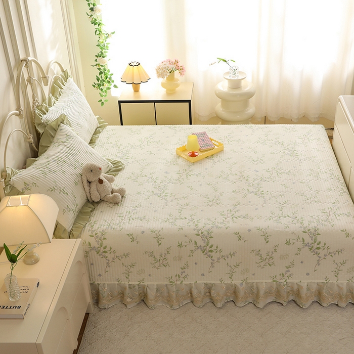 91家纺网 家纺一手货源 找家纺 美达家纺 2025新款全棉防滑榻榻米床护垫 花枝摇曳