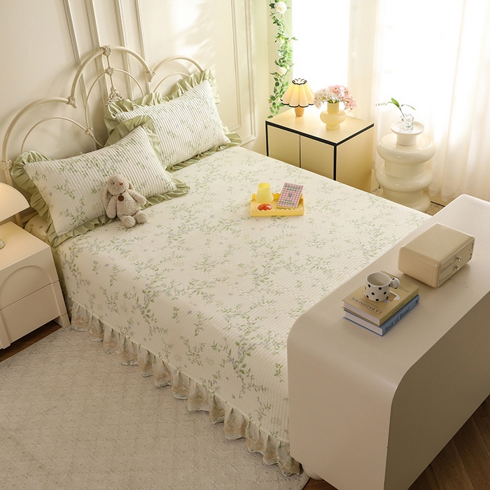 91家纺网 家纺一手货源 找家纺 美达家纺 2025新款全棉防滑榻榻米床护垫 花枝摇曳