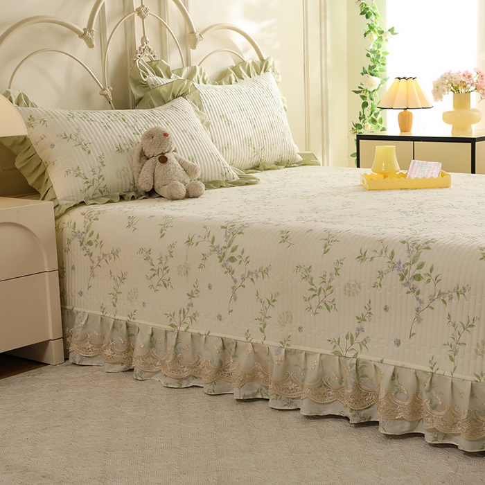 91家纺网 家纺一手货源 找家纺 美达家纺 2025新款全棉防滑榻榻米床护垫 花枝摇曳