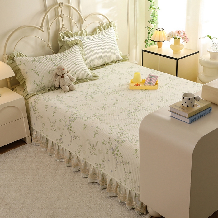 91家纺网 家纺一手货源 找家纺 美达家纺 2025新款全棉防滑榻榻米床护垫 花枝摇曳