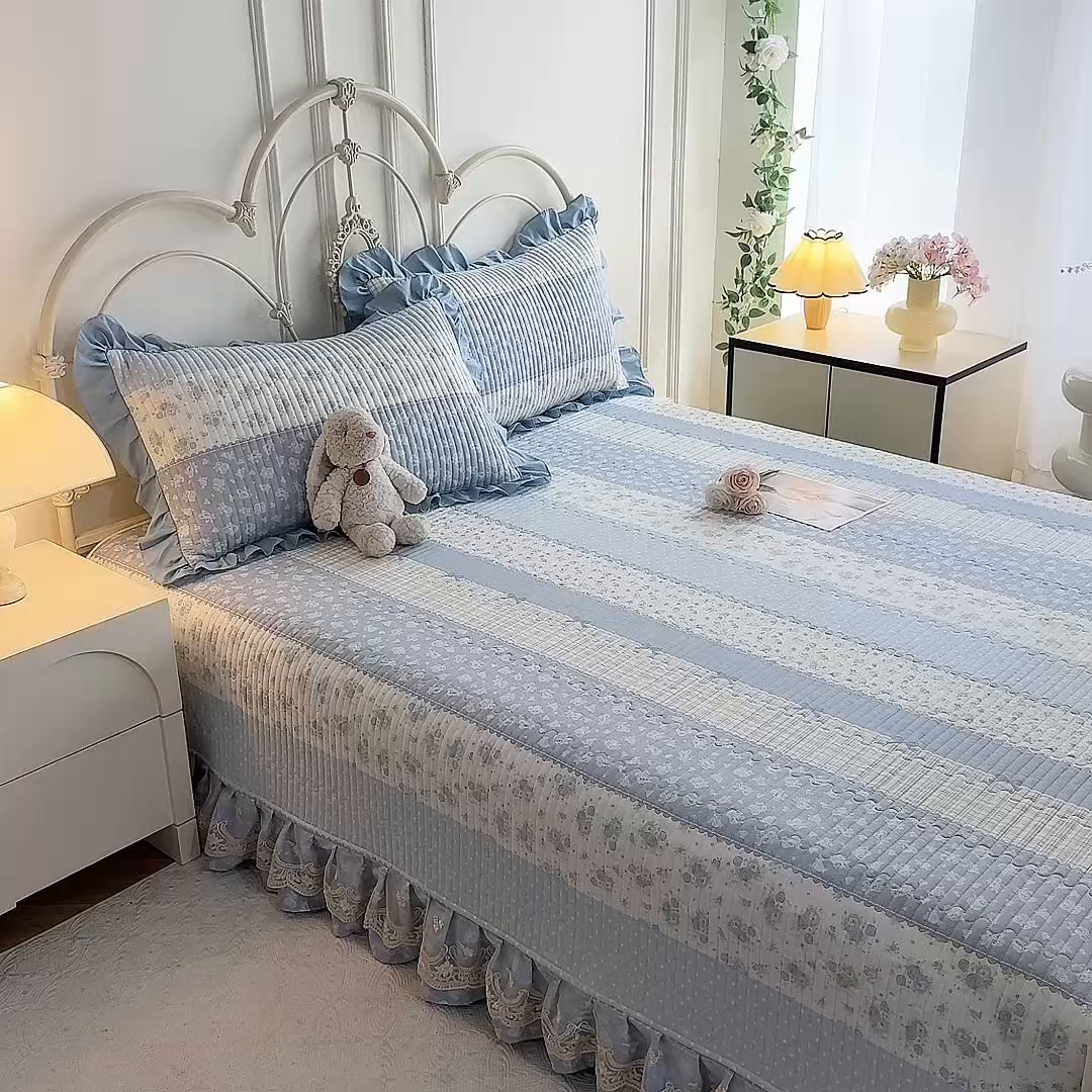 91家纺网 家纺一手货源 找家纺 美达家纺 2025新款全棉防滑榻榻米床护垫 暮风寻蝶