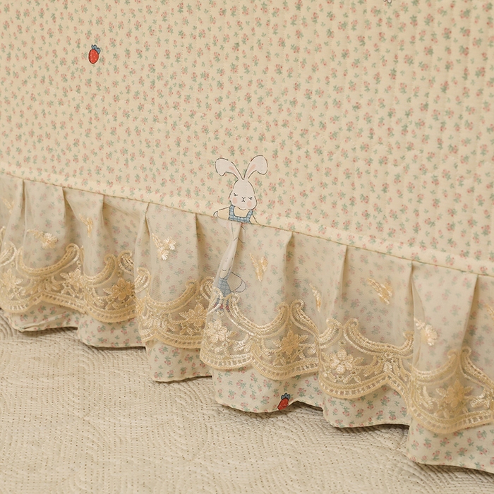 91家纺网 家纺一手货源 找家纺 美达家纺 2025新款全棉防滑榻榻米床护垫 奶呼兔兔-米