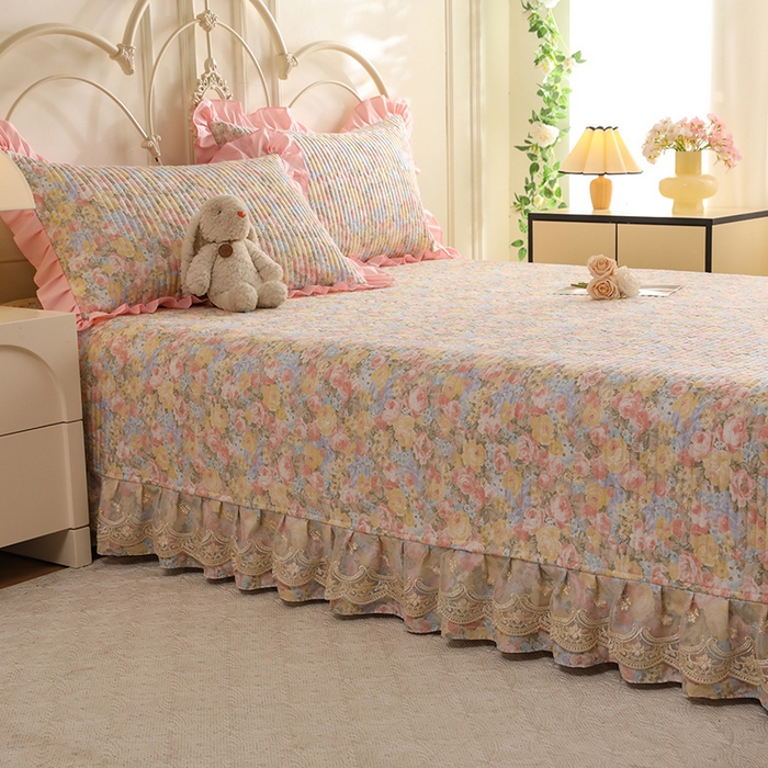 91家纺网 家纺一手货源 找家纺 美达家纺 2025新款全棉防滑榻榻米床护垫 暖阳绿意