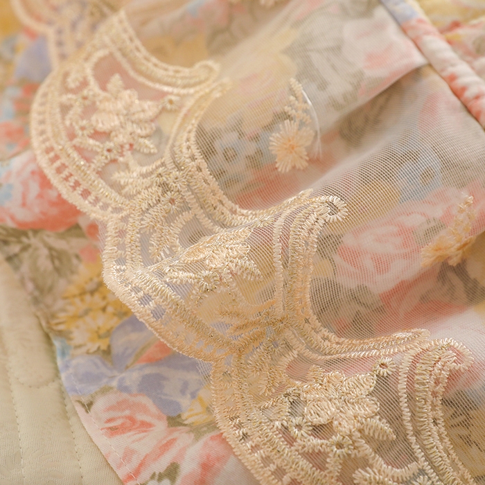 91家纺网 家纺一手货源 找家纺 美达家纺 2025新款全棉防滑榻榻米床护垫 暖阳绿意