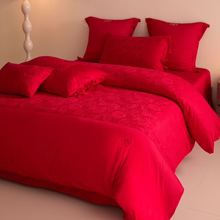 91家纺网 家纺一手货源 找家纺 （总）东方合美（原：皇家传奇） 2025新款全棉纯棉新中式刺绣婚庆多件套-爱你