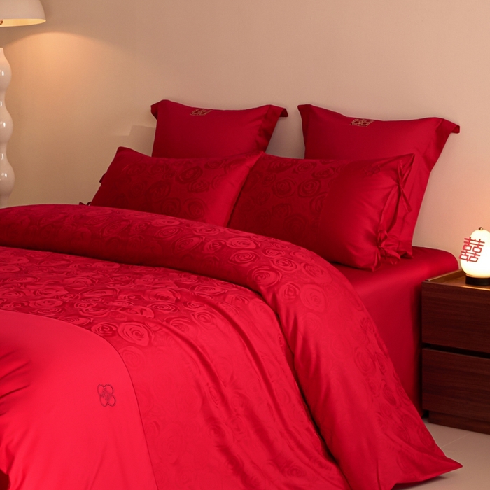 91家纺网 家纺一手货源 找家纺 （总）东方合美（原：皇家传奇） 2025新款全棉纯棉新中式刺绣婚庆多件套-爱你