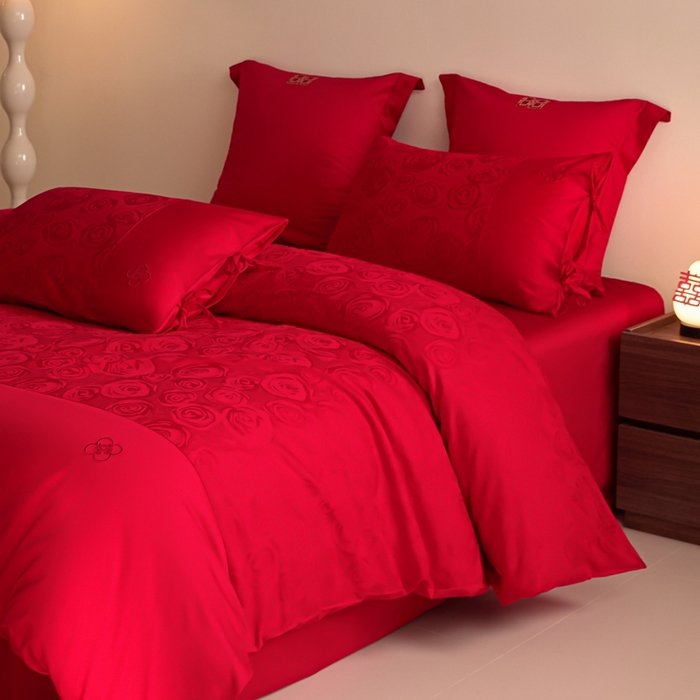 91家纺网 家纺一手货源 找家纺 （总）东方合美（原：皇家传奇） 2025新款全棉纯棉新中式刺绣婚庆多件套-爱你