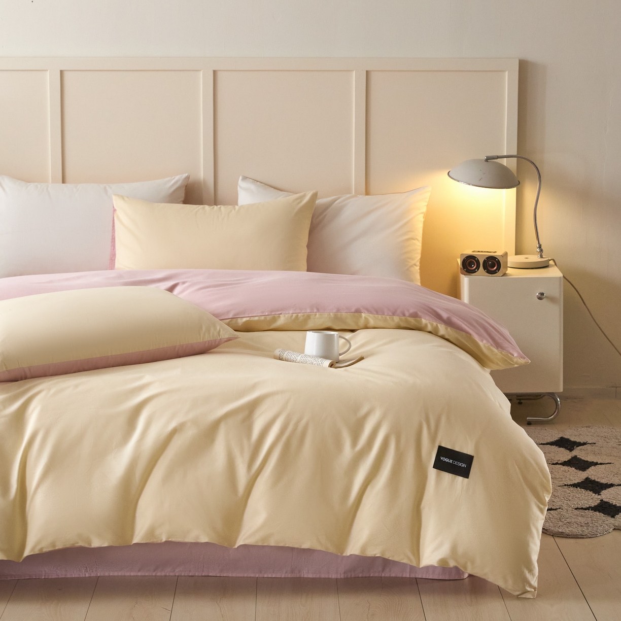 91家纺网 家纺一手货源 找家纺 （总）乐美家纺 2025新款全棉纯棉纯色双拼多规格四件套