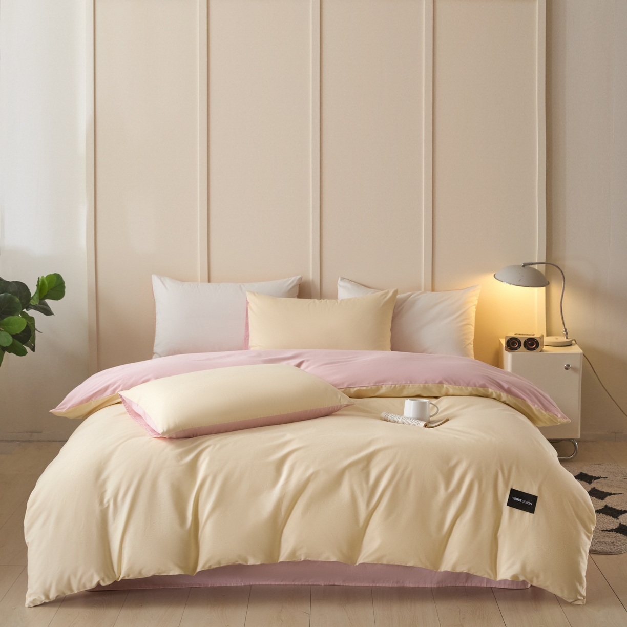 91家纺网 家纺一手货源 找家纺 （总）乐美家纺 2025新款全棉纯棉纯色双拼多规格四件套