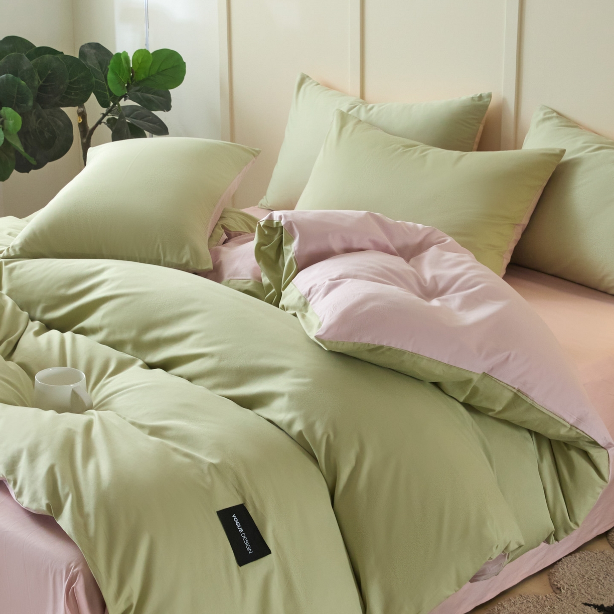 91家纺网 家纺一手货源 找家纺 （总）乐美家纺 2025新款全棉纯棉纯色双拼多规格四件套