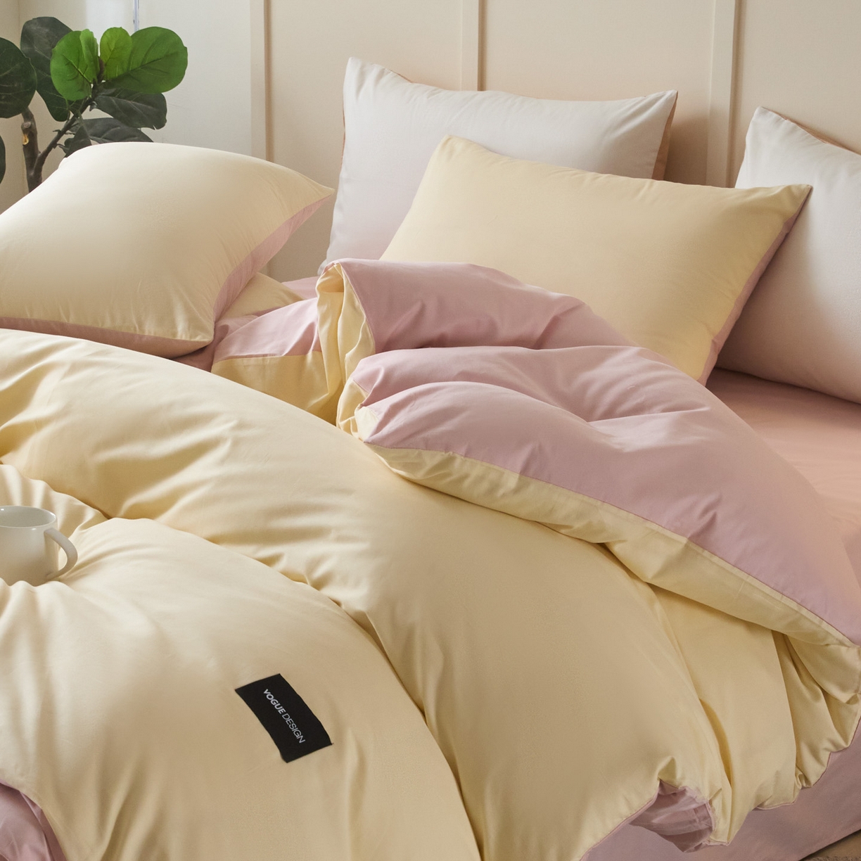 91家纺网 家纺一手货源 找家纺 （总）乐美家纺 2025新款全棉纯棉纯色双拼多规格四件套