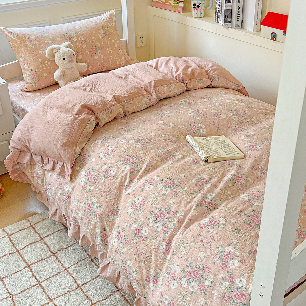 （总）纽缦家纺 2025新款云感提花双层纱韩版三件套宿舍三件套上下铺三件套