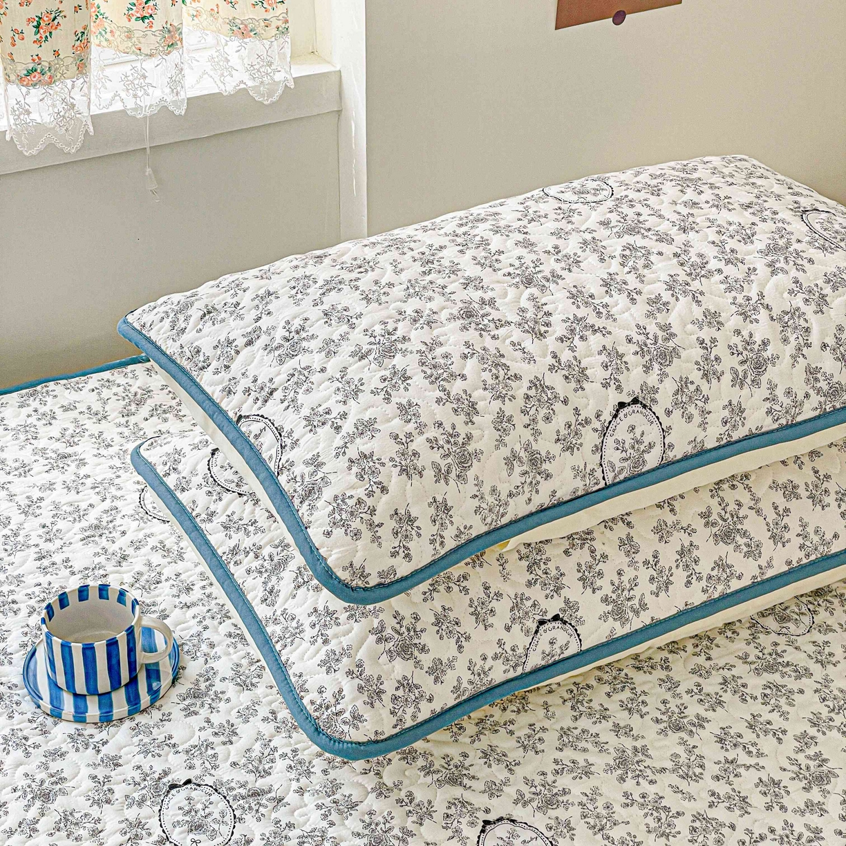 91家纺网 家纺一手货源 找家纺 纽缦家纺 2025春夏新款A类水洗棉加棉枕套单枕套枕套单件 花宇时间