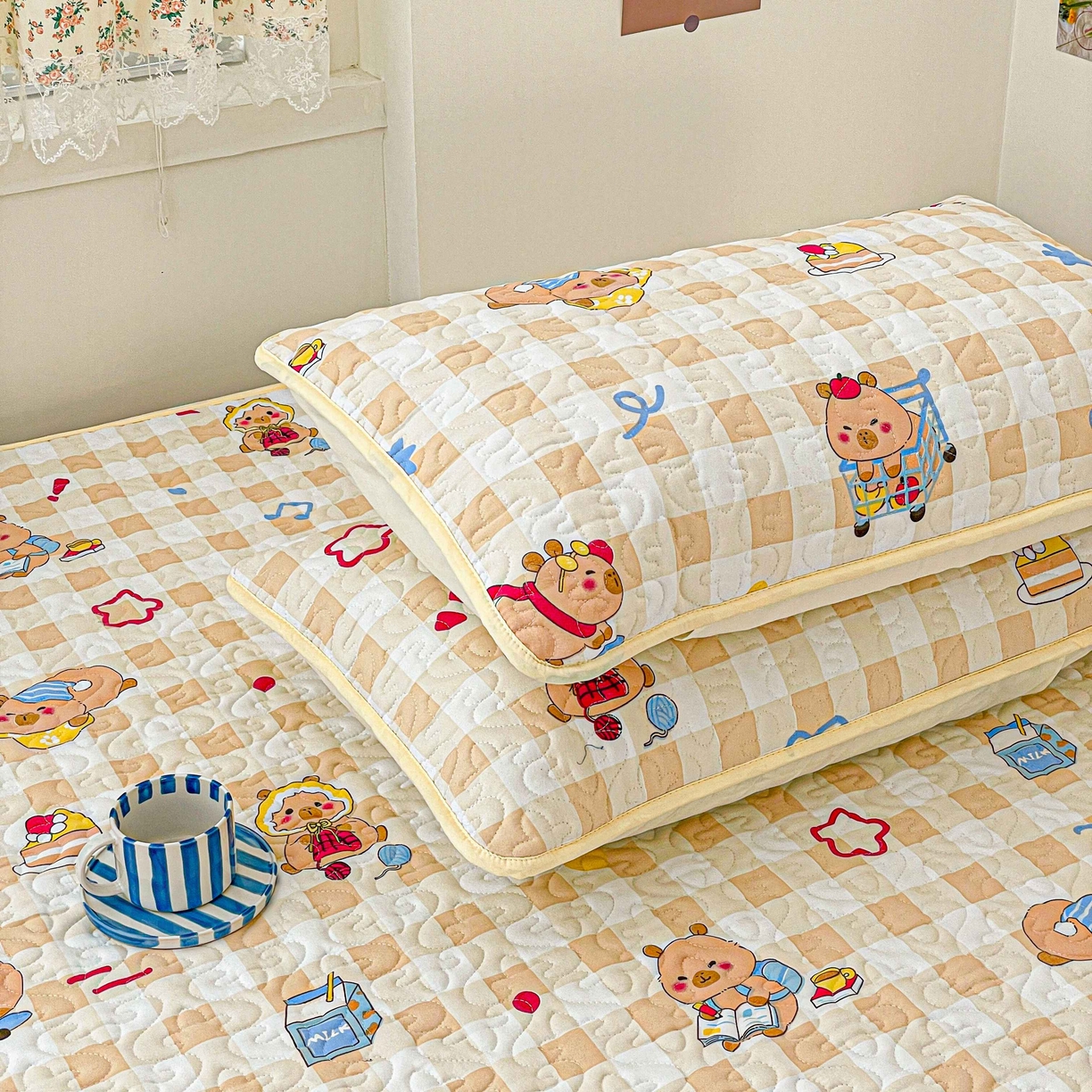 91家纺网 家纺一手货源 找家纺 纽缦家纺 2025春夏新款A类水洗棉加棉枕套单枕套枕套单件 学习皮卡