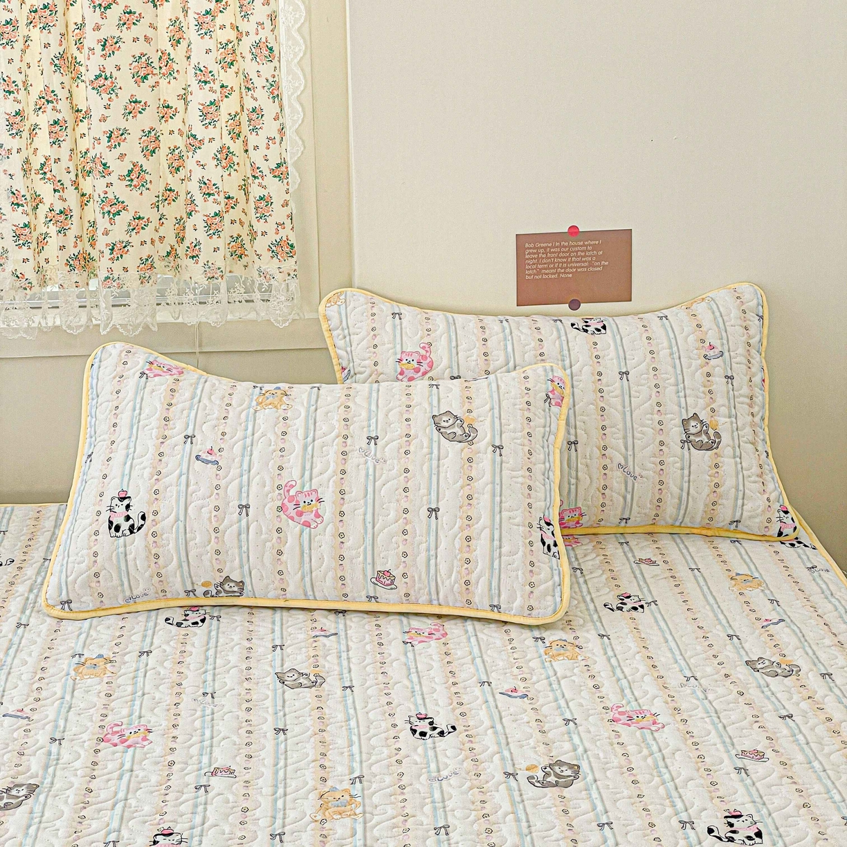 91家纺网 家纺一手货源 找家纺 纽缦家纺 2025春夏新款A类水洗棉加棉枕套单枕套枕套单件 草莓猫饼