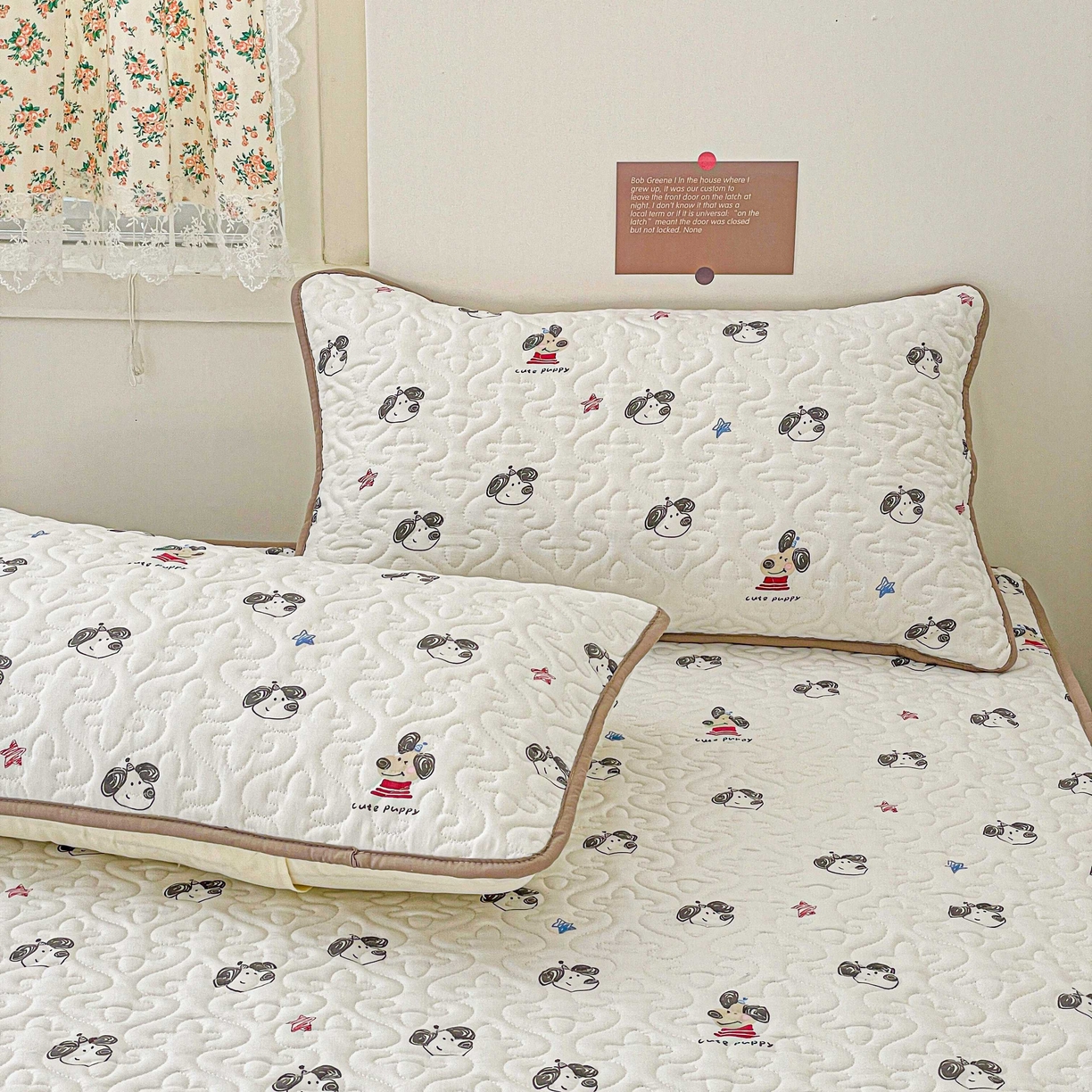 91家纺网 家纺一手货源 找家纺 纽缦家纺 2025春夏新款A类水洗棉加棉枕套单枕套枕套单件 淘气小狗