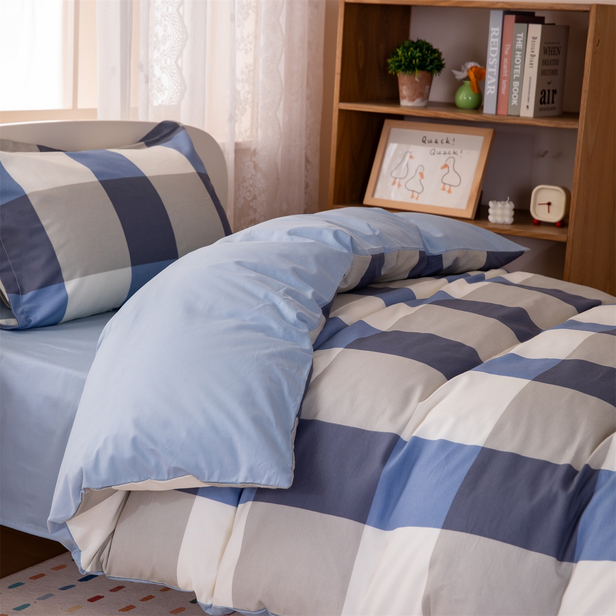 91家纺网 家纺一手货源 找家纺 （总）凌云家纺 2025新款13372全棉纯棉学生床单款三件套上下铺宿舍六件套一整套