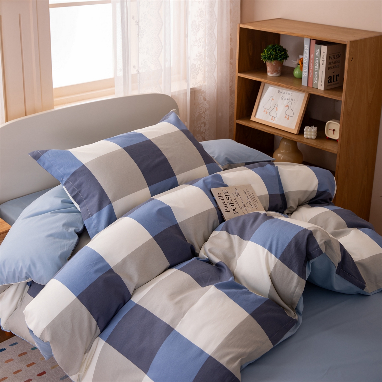 91家纺网 家纺一手货源 找家纺 （总）凌云家纺 2025新款13372全棉纯棉学生床单款三件套上下铺宿舍六件套一整套