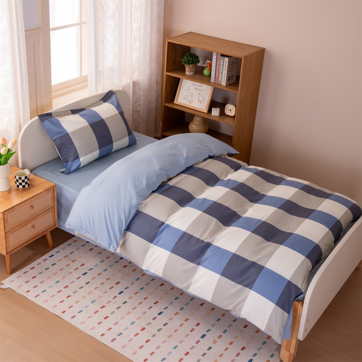 91家纺网 家纺一手货源 找家纺 （总）凌云家纺 2025新款13372全棉纯棉学生床单款三件套上下铺宿舍六件套一整套