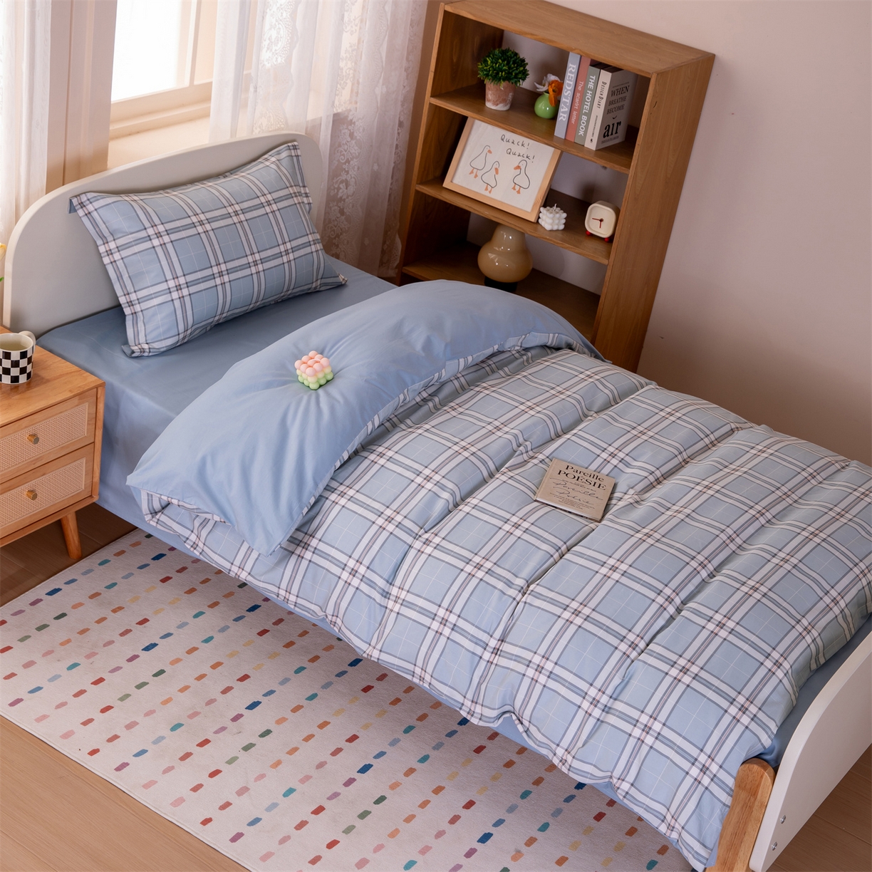 91家纺网 家纺一手货源 找家纺 （总）凌云家纺 2025新款13372全棉纯棉学生床单款三件套上下铺宿舍六件套一整套