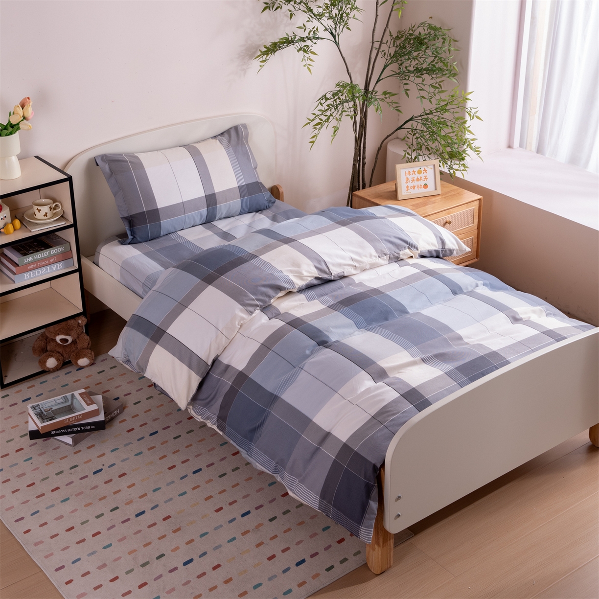 91家纺网 家纺一手货源 找家纺 凌云家纺 2025新款13372全棉纯棉学生床单款三件套上下铺宿舍六件套一整套 布莱格