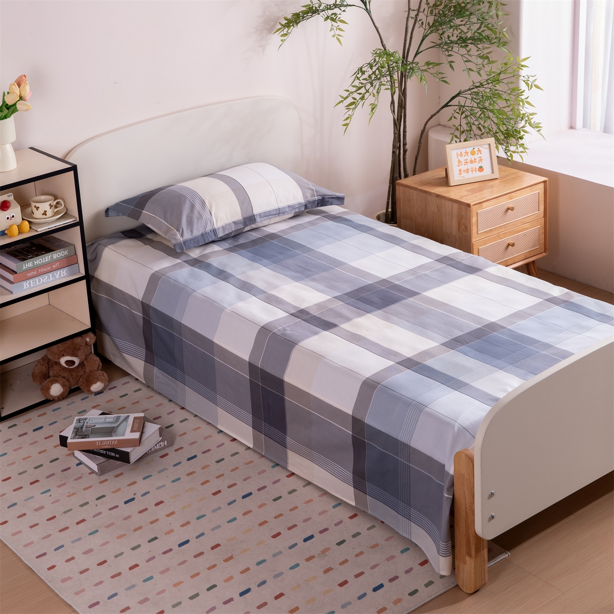 91家纺网 家纺一手货源 找家纺 凌云家纺 2025新款13372全棉纯棉学生床单款三件套上下铺宿舍六件套一整套 布莱格