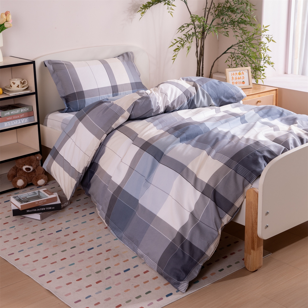 91家纺网 家纺一手货源 找家纺 凌云家纺 2025新款13372全棉纯棉学生床单款三件套上下铺宿舍六件套一整套 布莱格