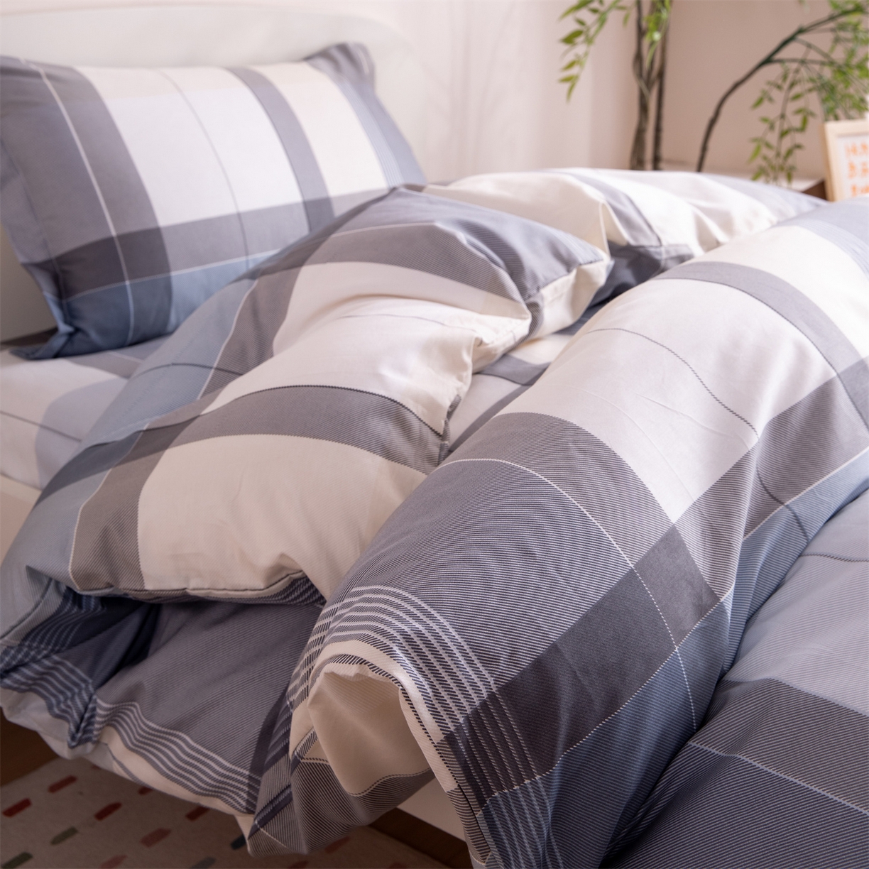 91家纺网 家纺一手货源 找家纺 凌云家纺 2025新款13372全棉纯棉学生床单款三件套上下铺宿舍六件套一整套 布莱格