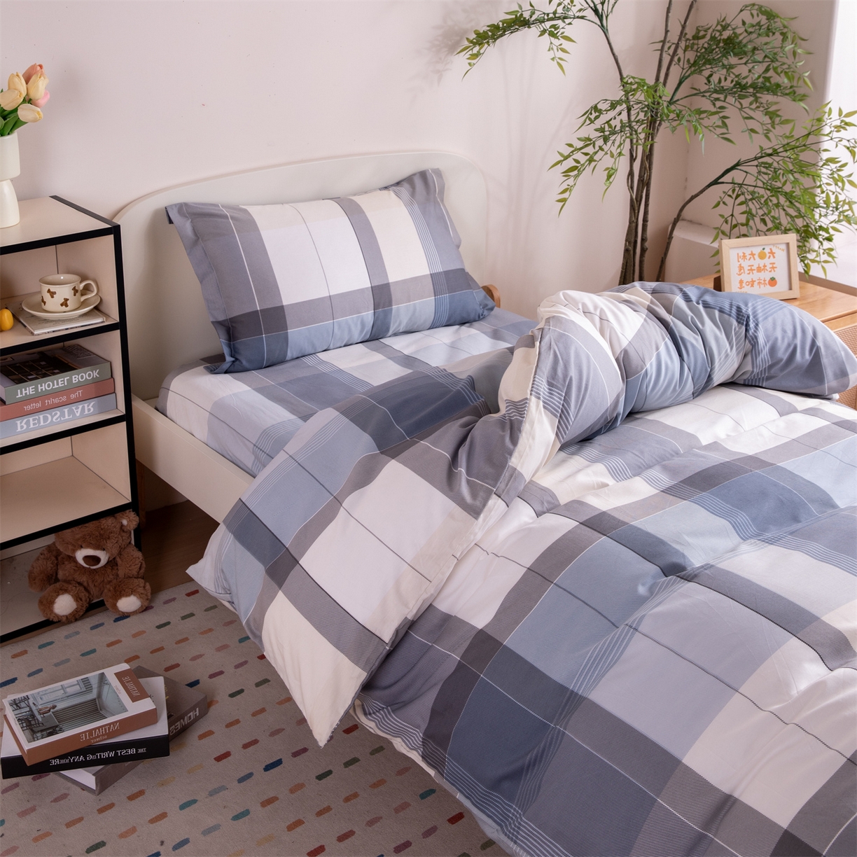 91家纺网 家纺一手货源 找家纺 凌云家纺 2025新款13372全棉纯棉学生床单款三件套上下铺宿舍六件套一整套 布莱格