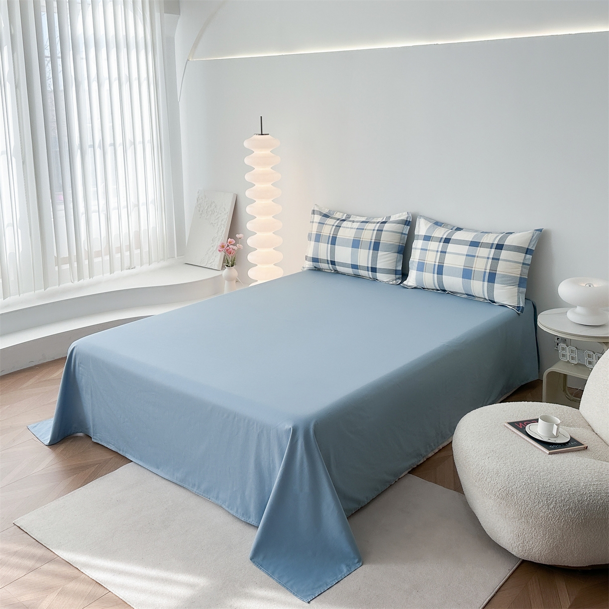 91家纺网 家纺一手货源 找家纺 凌云家纺 2025新款13372全棉纯棉学生床单款三件套上下铺宿舍六件套一整套 春日来信